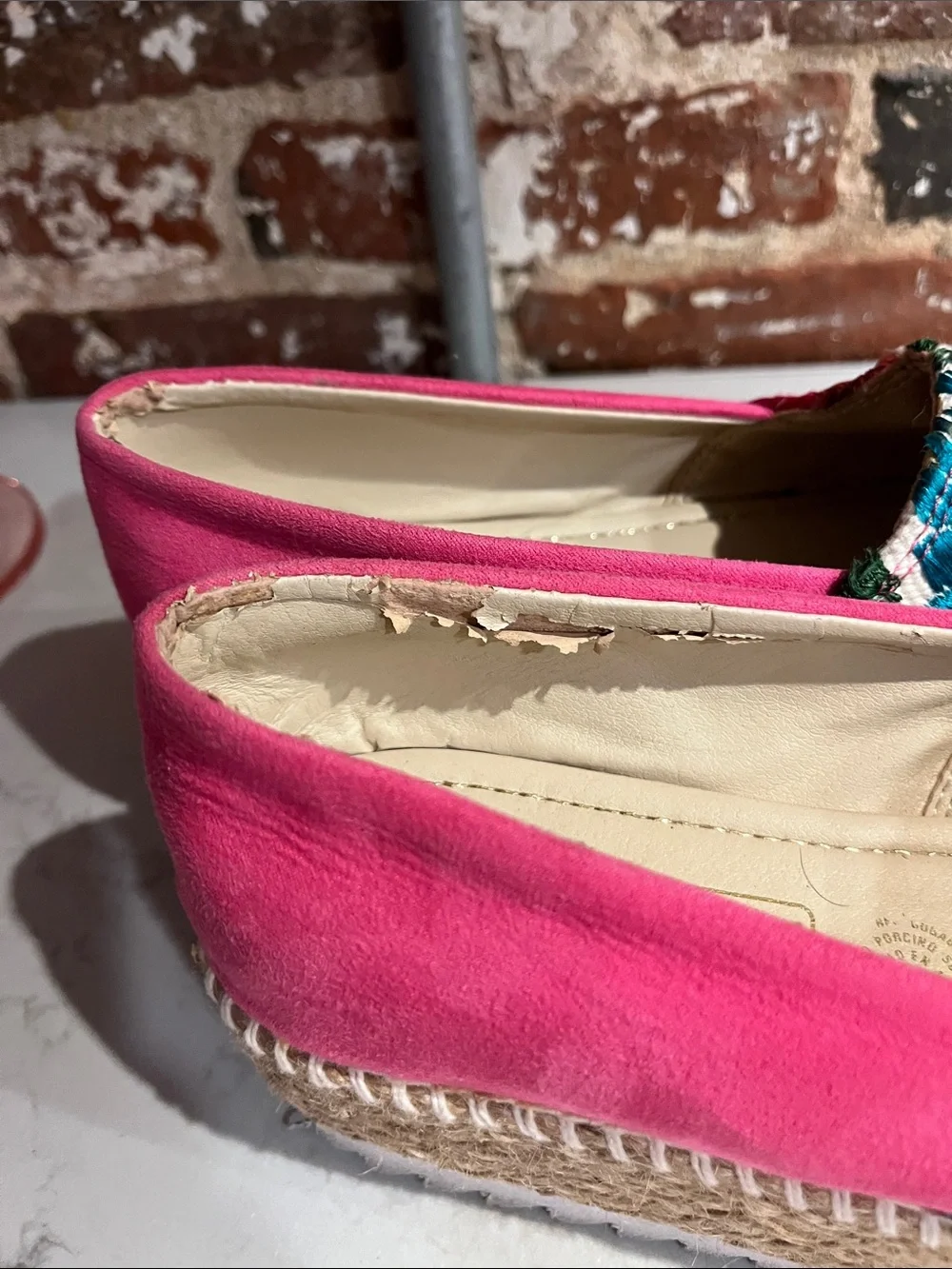 Lola Frish Floral Embroidered Platform Espadrille Slip On Size 23.5 or US 6.5